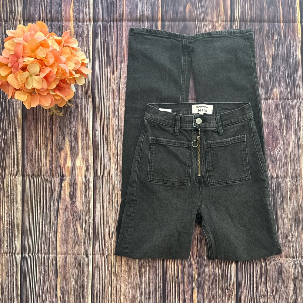 Reformation Peyton Zip Ultra High Rise Bootcut Jeans - Picture 4 of 10